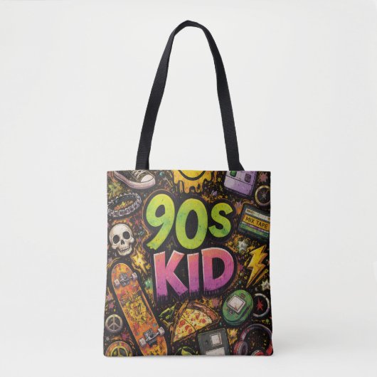 90s Kids Retro Pizza Fun Pattern Tasche (Vorderseite)
