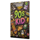 90s Kids Retro Pizza Smiley Face Flower Design Klemmbrett (Links)