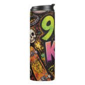 90s Kids Retro Pizza Smiley Face Flower Design Thermosbecher (Nach links gedreht)