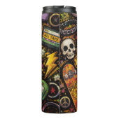 90s Kids Retro Pizza Smiley Face Flower Design Thermosbecher (Rückseite)