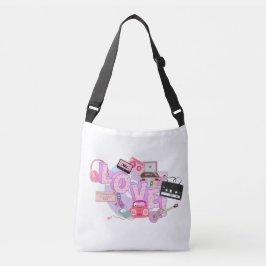 90s Love Vibes Tote Bag – Retro Pink Music & Tech  Tragetaschen Mit Langen Trägern