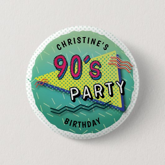 90's PARTY Theme Pattern Button (Vorderseite)