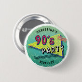 90's PARTY Theme Pattern Button (Vorne & Hinten)