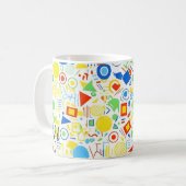 90s Retro Colorful Memphis Style Geometric Pattern Kaffeetasse (Vorderseite Links)
