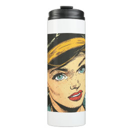 90s Retro Pop Art Portrait with Vintage Nostalgia Thermosbecher