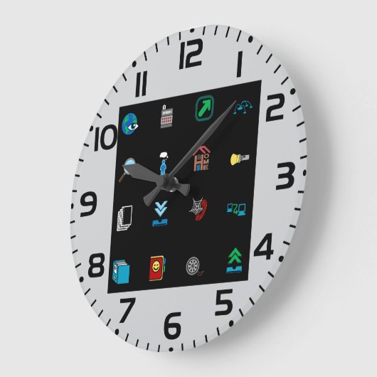 90s Retro Tech and Web Icon Pattern Große Wanduhr (Winkel)