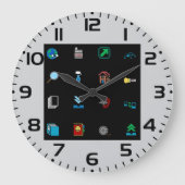 90s Retro Tech and Web Icon Pattern Große Wanduhr (Vorderseite)