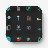 90s Retro Tech and Web Icon Pattern Pappteller (Vorderseite)
