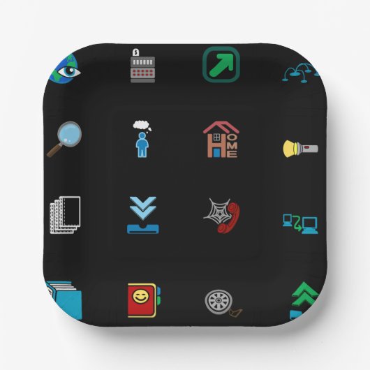 90s Retro Tech and Web Icon Pattern Pappteller (Vorderseite)