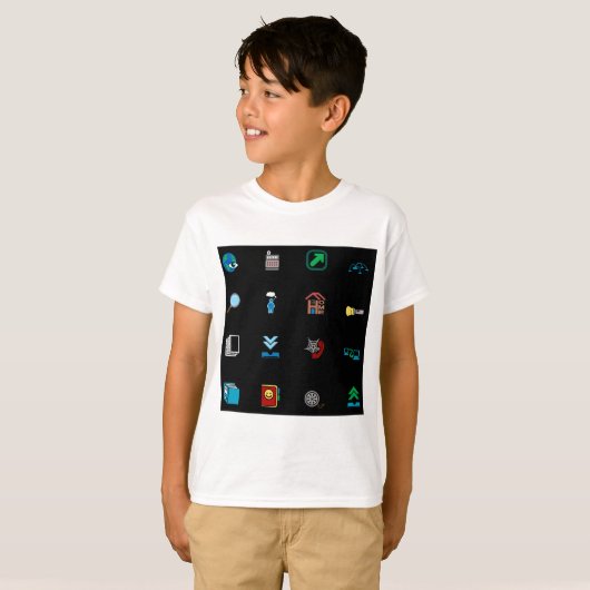 90s Retro Tech and Web Icon Pattern T-Shirt (Vorne ganz)