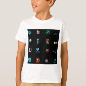 90s Retro Tech and Web Icon Pattern T-Shirt (Vorderseite)