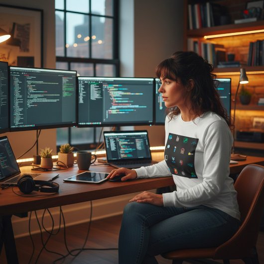 90s Retro Tech and Web Icon Pattern T-Shirt