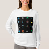 90s Retro Tech and Web Icon Pattern T-Shirt (Vorderseite)