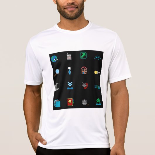 90s Retro Tech and Web Icon Pattern T-Shirt (Vorderseite)
