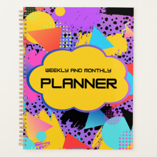 90s Retro Weekly and Monthly Planner – Colorful Ge Planer