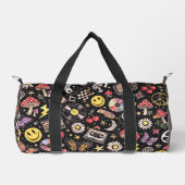 90s Smiley Faces Mushrooms Retro Pattern Duffle Bag (Vorderseite)