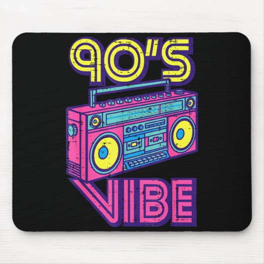 90s Vibe Boom Box Radio Retro Music Lover Men Wome Mousepad (Vorne)