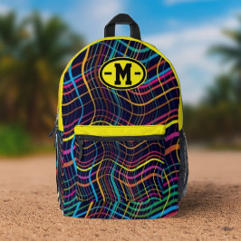 90s  Vivid Vibrant Grid Mesh Wavy Bedruckter Rucksack