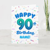 90th Balloon Number Custom Name Birthday Card Karte (Vorderseite)