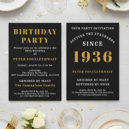 90th Birthday 1936 Black Gold Personalized For Him Einladung