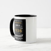 90th Birthday 1936 Legend Retro Black Personalized Tasse (Vorderseite Links)