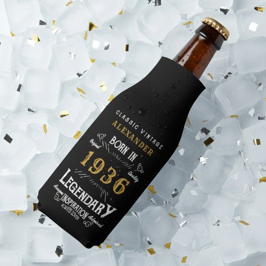 90th Birthday 1936 Name Legend Chic Black Gold Flaschenkühler
