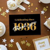 90th Birthday 1936 Retro Black And Gold Dankeskarte