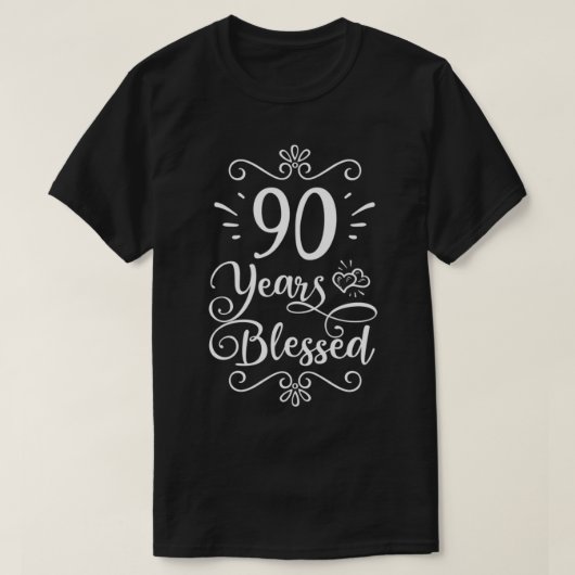 90th Birthday 90 Years Blessed Religious Jesus God T-Shirt (Design vorne)