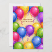 90th Birthday Balloon Confetti Party Einladung (Rückseite)