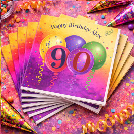 90th Birthday Balloon Confetti Party Serviette