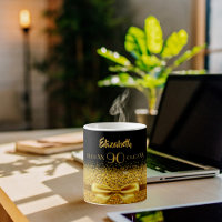90th birthday black gold name classic elegant