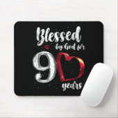 90th Birthday Blessed By God For 90 Years Birthday Mousepad (Mit Mouse)