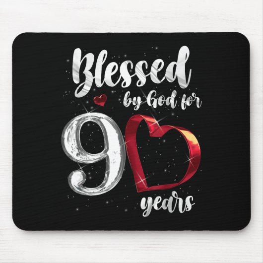 90th Birthday Blessed By God For 90 Years Birthday Mousepad (Vorne)