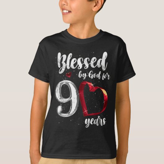 90th Birthday Blessed By God For 90 Years Birthday T-Shirt (Vorderseite)
