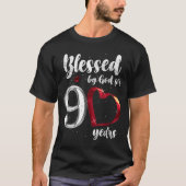 90th Birthday Blessed By God For 90 Years Birthday T-Shirt (Vorderseite)