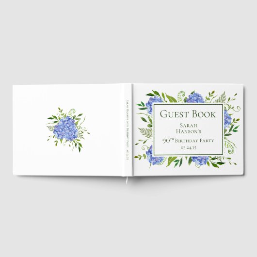 90th Birthday Blue Hydrangeas Gästebuch (Voll)