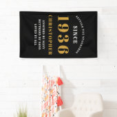 90th Birthday Born 1936 Add Name Black Gold Banner (Insitu)