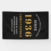 90th Birthday Born 1936 Add Name Black Gold Banner (Horizontal)