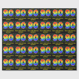 90th Birthday: Colorful Music Symbolik, Rainbow 90 Geschenkpapier