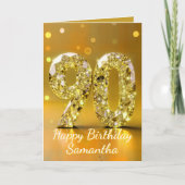 90th Birthday Elegant Gold Diamond Sparkle Luxury Karte (Vorderseite)