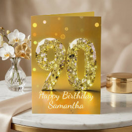 90th Birthday Elegant Gold Diamond Sparkle Luxury Karte
