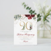 90th birthday Elegant Milestone invitation RSVP Karte (Stehend Vorderseite)