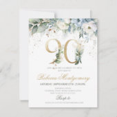 90th birthday Elegant Milestone invitation RSVP Karte (Vorderseite)