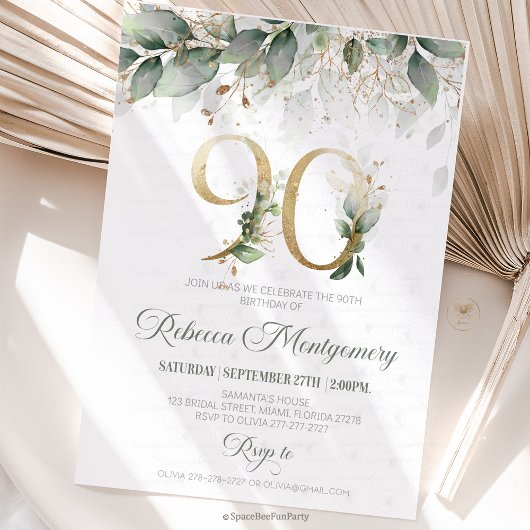 90th birthday Elegant Milestone invitation RSVP Karte