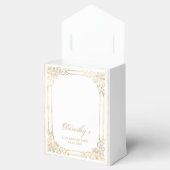 90th Birthday Elegant White Gold Gerahmtes Script Geschenkschachtel (Geöffnet)