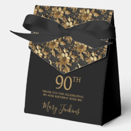 90th Birthday Gold Floral Thank You  Geschenkschachtel