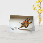 90th Birthday Monarch Butterfly On a Pencil Karte (Gelbe Blume)