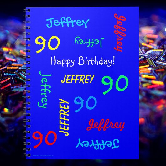 90th Birthday Party Blue Guest Book, Repeat Names Notizblock