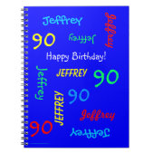 90th Birthday Party Blue Guest Book, Repeat Names Notizblock (Vorderseite)