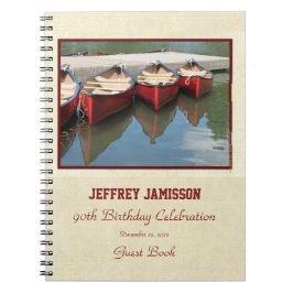 90th Birthday Party Guest Book, Red Canoes Notizblock